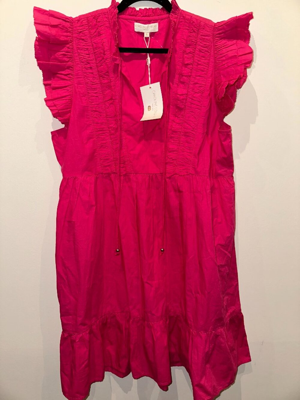 Caroline Constas New York Hot Pink Ruffle Tiered Sleeveless Dress